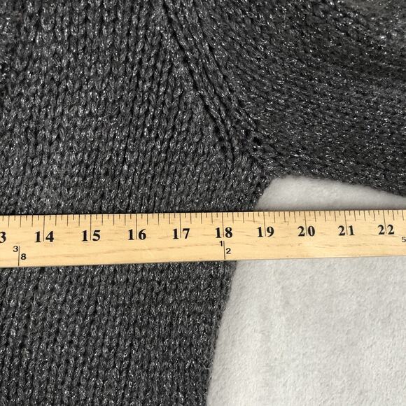 TRINA TURK Metallic Mohair Blend Cardigan Sweater Sz M Gray‎ Wide Cuff Pockets - Picture 8 of 13